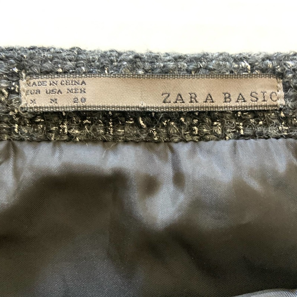 Zara Tweed Mini Skirt Dark Gray Black Size Medium - Picture 3 of 7